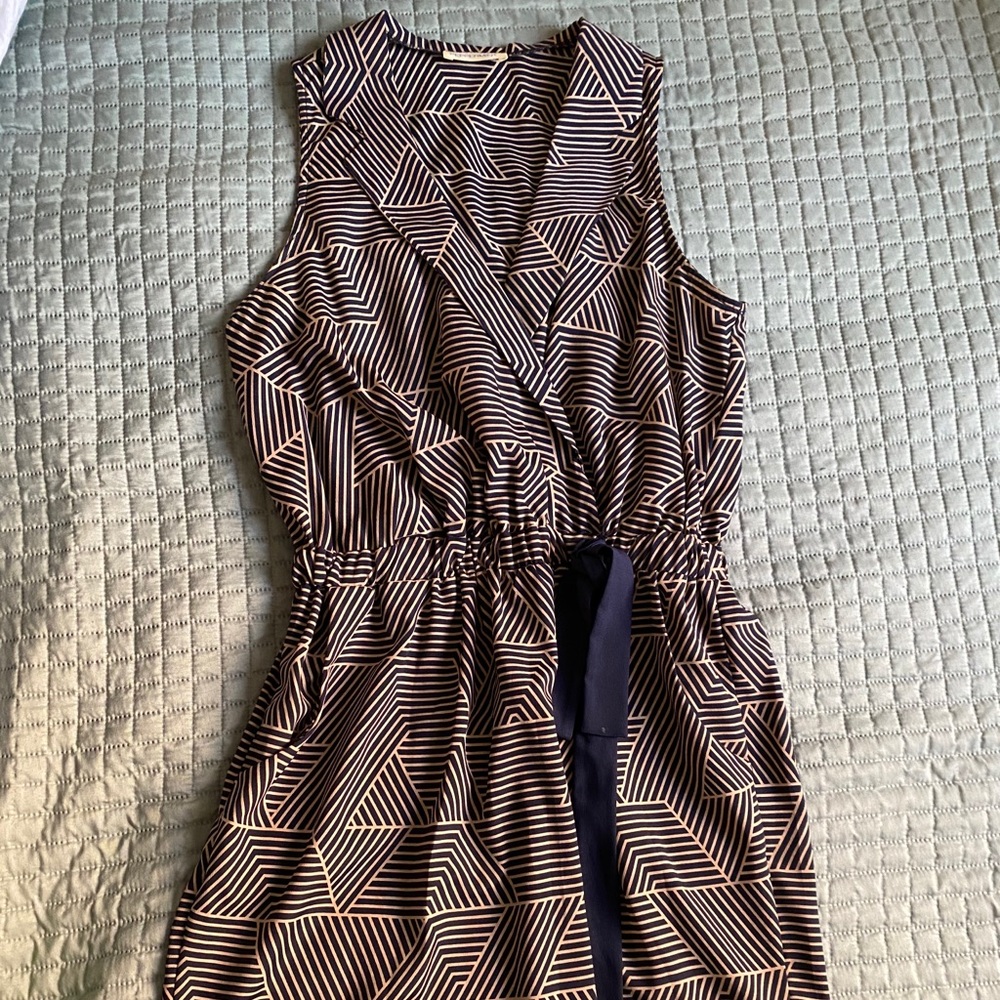 Navy and tan dress